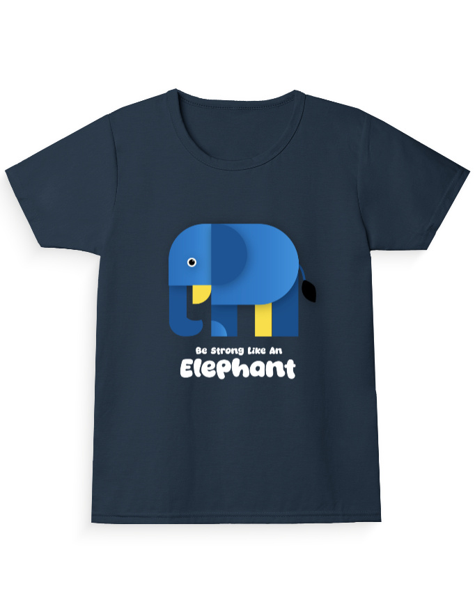 Elephant Girl's Crew Neck T-Shirt | Be strong