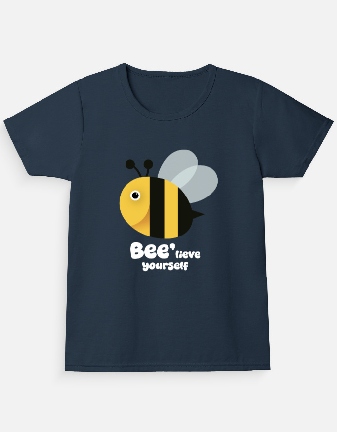 Bee-lieve Girl's Crew Neck T-Shirt | Honey bee | Funaadai