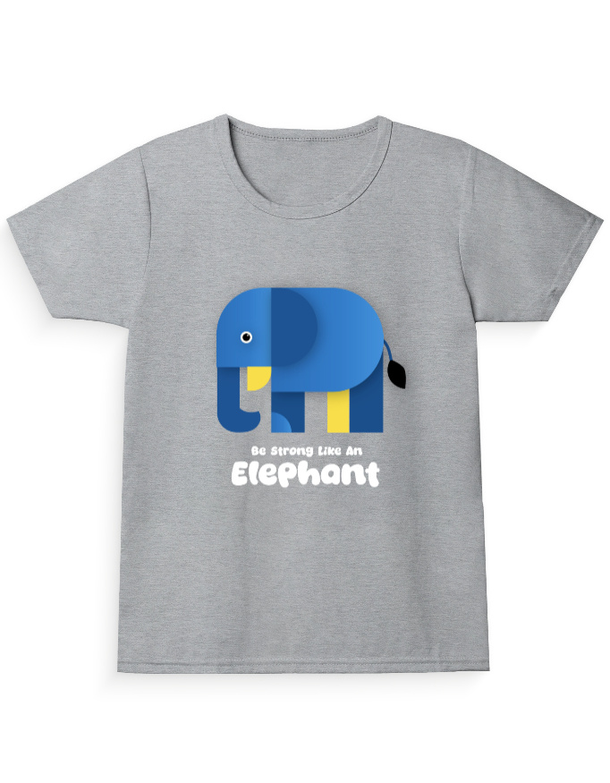 Elephant Girl's Crew Neck T-Shirt | Be strong