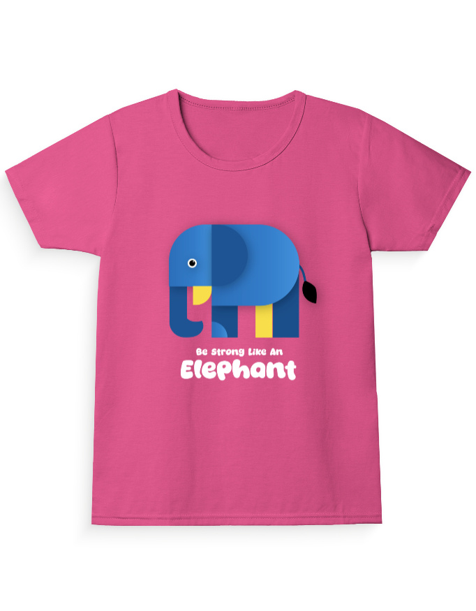 Elephant Girl's Crew Neck T-Shirt | Be strong