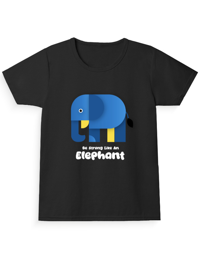 Elephant Girl's Crew Neck T-Shirt | Be strong