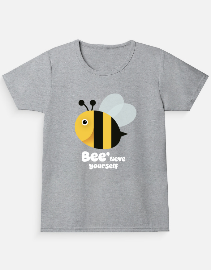Bee-lieve Girl's Crew Neck T-Shirt | Honey bee | Funaadai