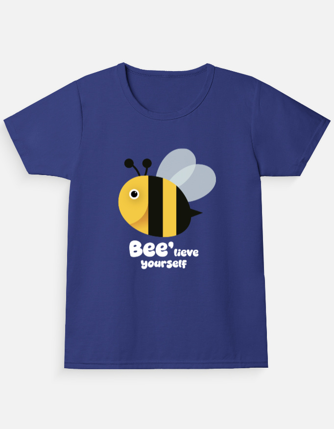 Bee-lieve Girl's Crew Neck T-Shirt | Honey bee | Funaadai