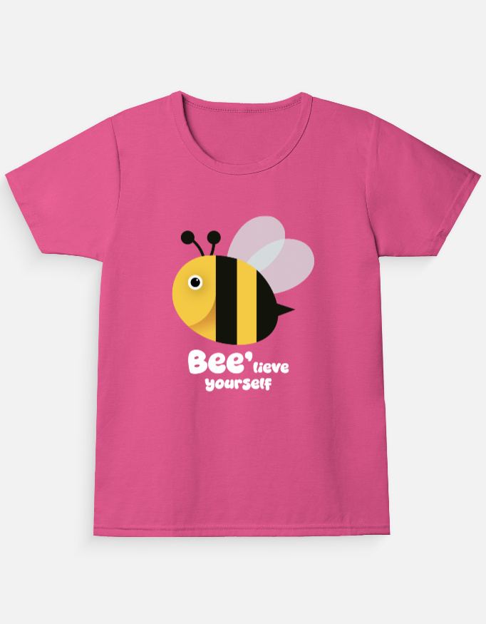 Bee-lieve Girl's Crew Neck T-Shirt | Honey bee | Funaadai