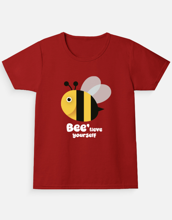 Bee-lieve Girl's Crew Neck T-Shirt | Honey bee | Funaadai